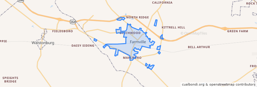 Mapa de ubicacion de Farmville.