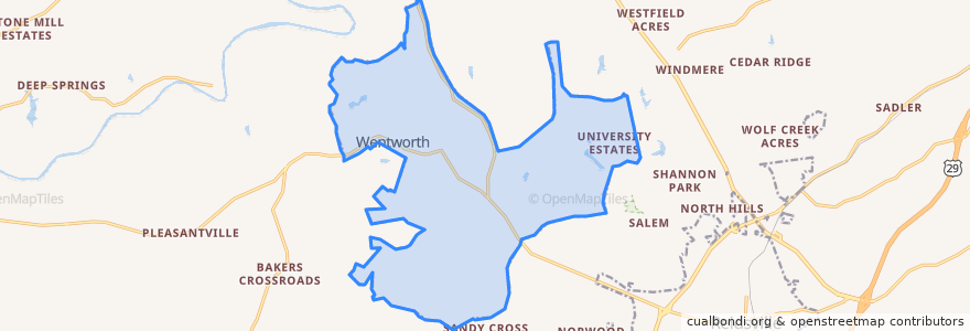 Mapa de ubicacion de Wentworth.