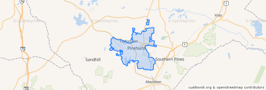 Mapa de ubicacion de Pinehurst.