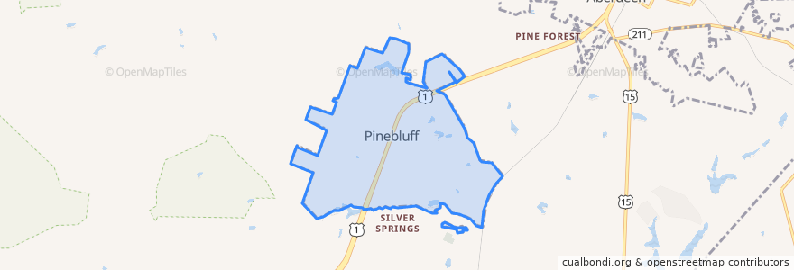 Mapa de ubicacion de Pinebluff.