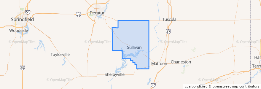 Mapa de ubicacion de Moultrie County.