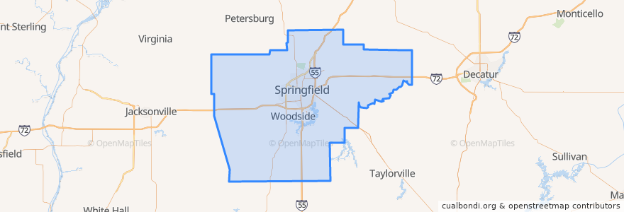 Mapa de ubicacion de Sangamon County.