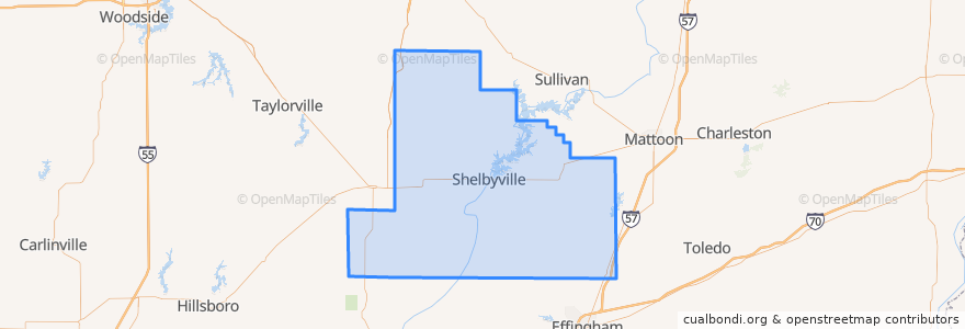 Mapa de ubicacion de Shelby County.