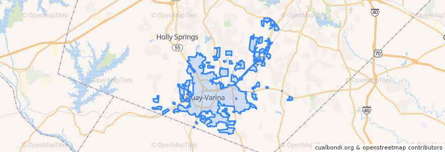 Mapa de ubicacion de Fuquay-Varina.