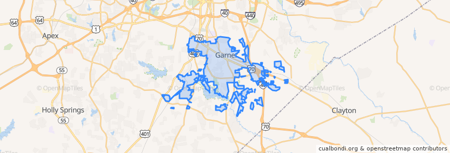 Mapa de ubicacion de Garner.