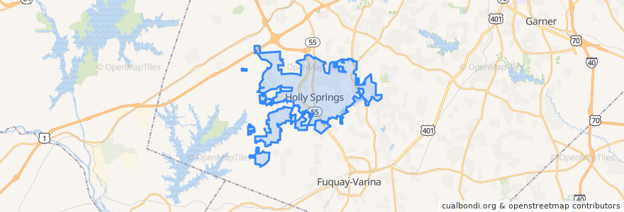 Mapa de ubicacion de Holly Springs.