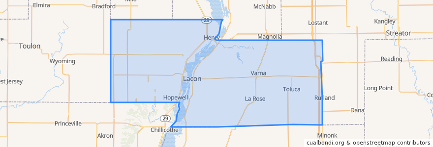 Mapa de ubicacion de Marshall County.