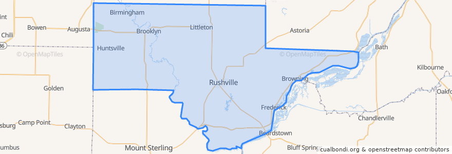 Mapa de ubicacion de Schuyler County.