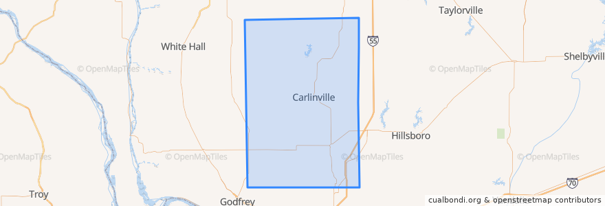 Mapa de ubicacion de Macoupin County.