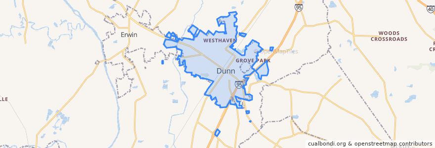 Mapa de ubicacion de Dunn.