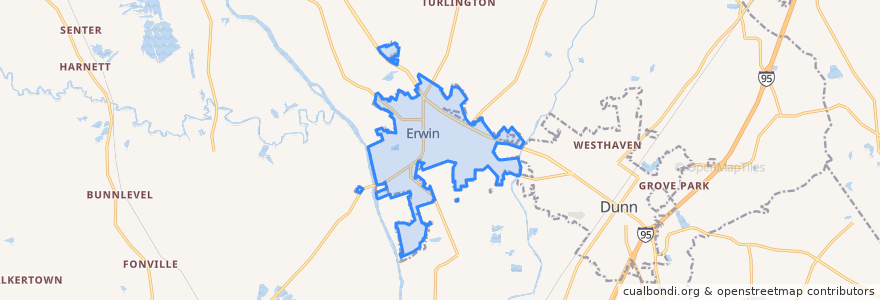 Mapa de ubicacion de Erwin.