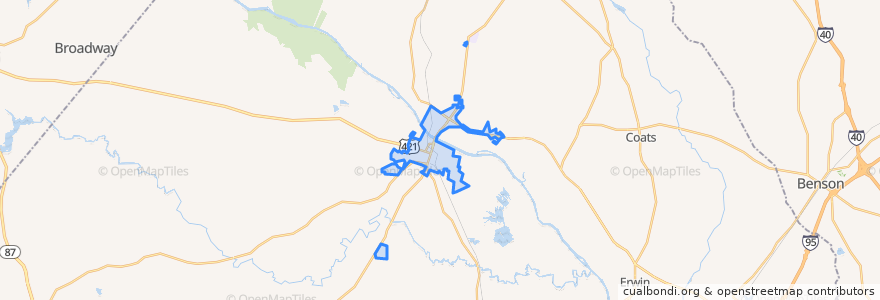 Mapa de ubicacion de Lillington.