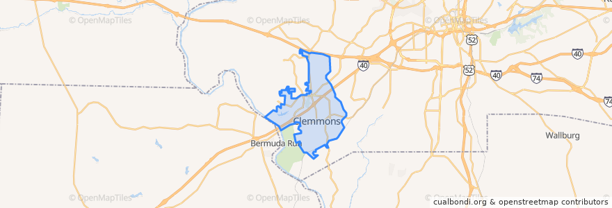 Mapa de ubicacion de Clemmons.