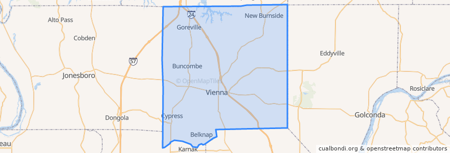 Mapa de ubicacion de Johnson County.