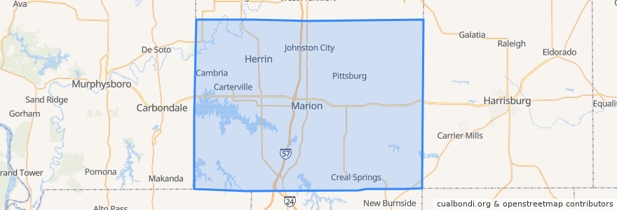 Mapa de ubicacion de Williamson County.