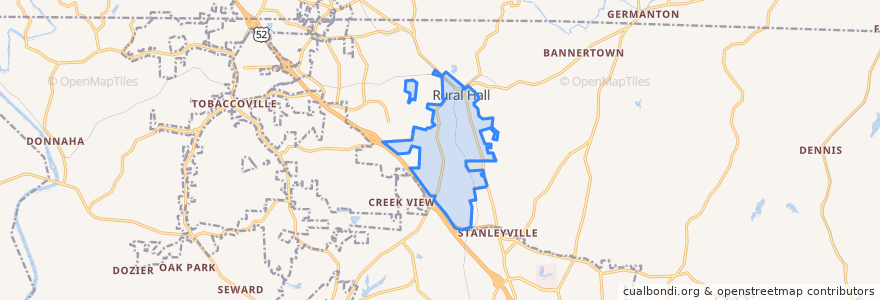 Mapa de ubicacion de Rural Hall.