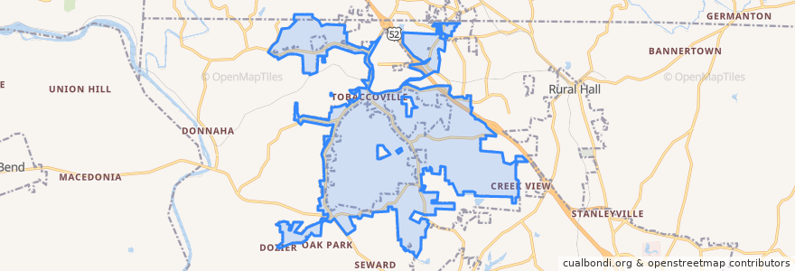 Mapa de ubicacion de Tobaccoville.