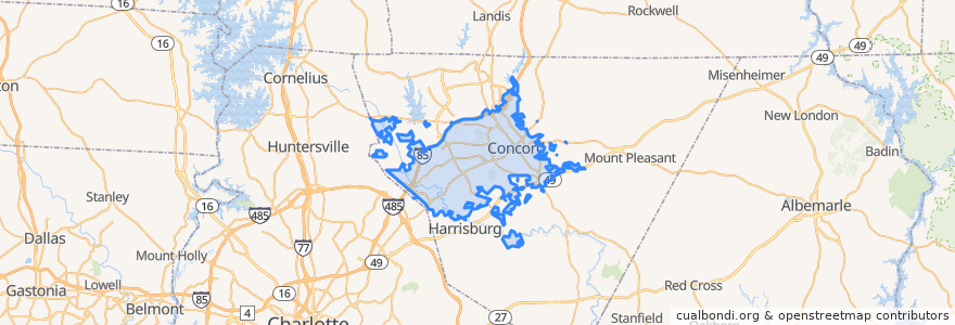 Mapa de ubicacion de Concord.