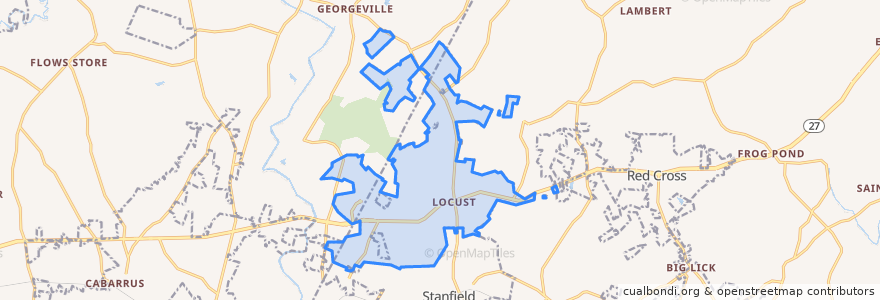 Mapa de ubicacion de Locust.