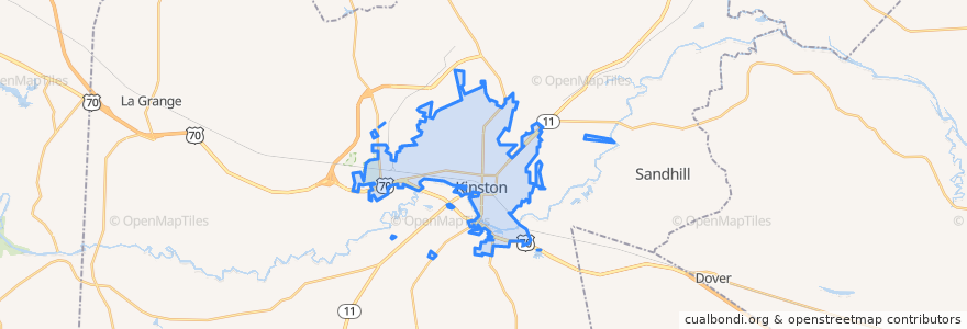 Mapa de ubicacion de Kinston.