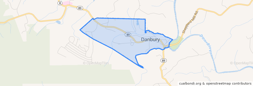 Mapa de ubicacion de Danbury.