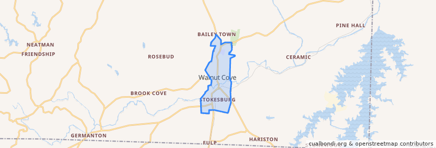 Mapa de ubicacion de Walnut Cove.