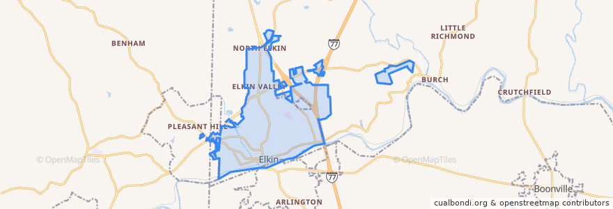 Mapa de ubicacion de Elkin.