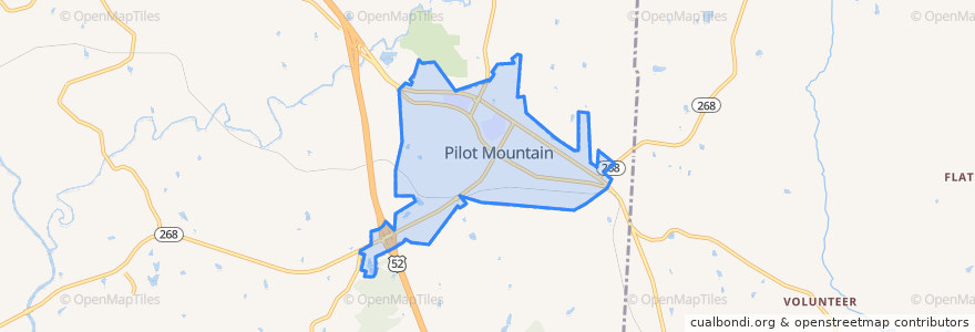 Mapa de ubicacion de Pilot Mountain.
