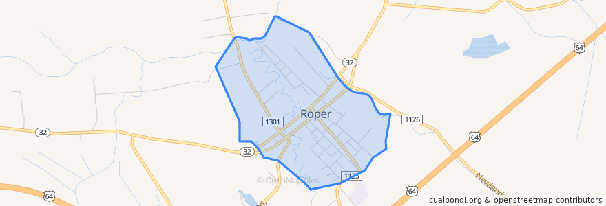 Mapa de ubicacion de Roper.