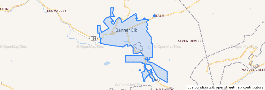 Mapa de ubicacion de Banner Elk.