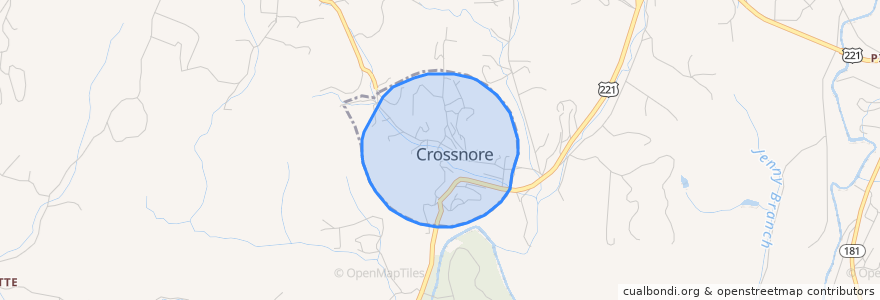 Mapa de ubicacion de Crossnore.