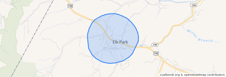 Mapa de ubicacion de Elk Park.