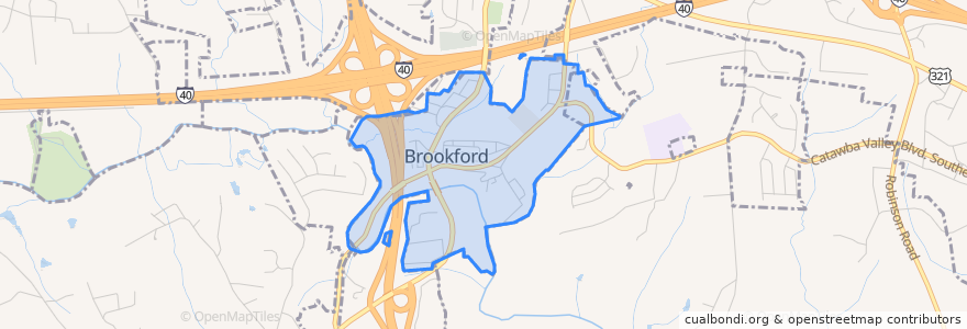 Mapa de ubicacion de Brookford.