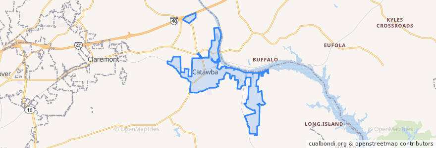Mapa de ubicacion de Catawba.