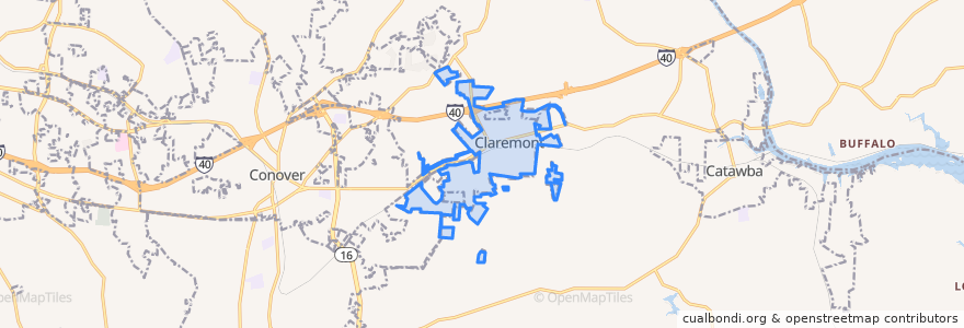Mapa de ubicacion de Claremont.