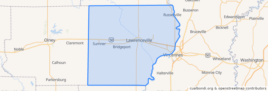 Mapa de ubicacion de Lawrence County.