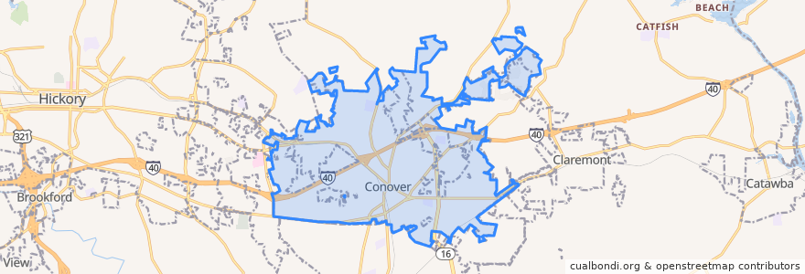 Mapa de ubicacion de Conover.