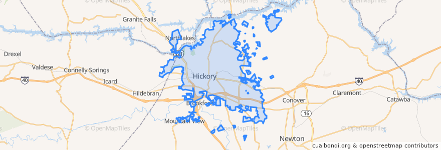 Mapa de ubicacion de Hickory.