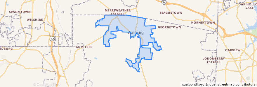 Mapa de ubicacion de Wallburg.