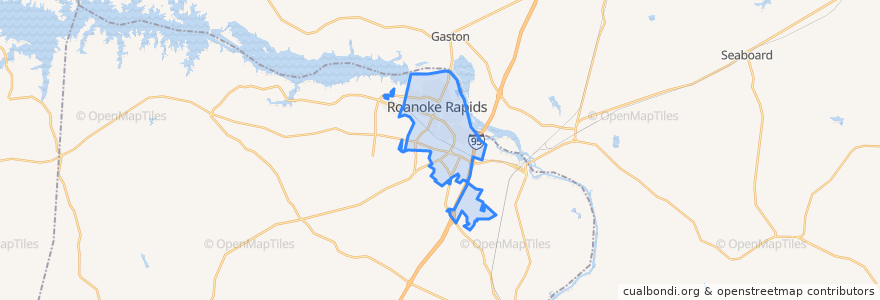 Mapa de ubicacion de Roanoke Rapids.