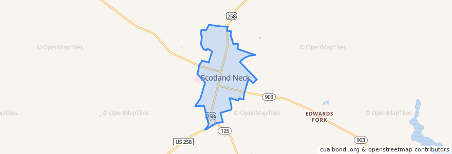 Mapa de ubicacion de Scotland Neck.