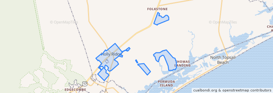 Mapa de ubicacion de Holly Ridge.