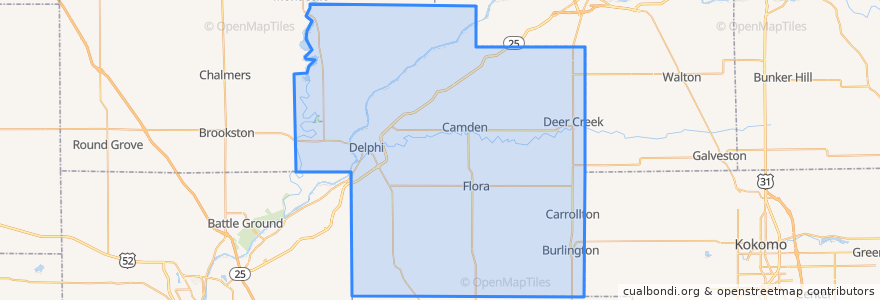 Mapa de ubicacion de Carroll County.