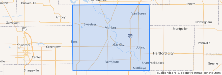 Mapa de ubicacion de Grant County.