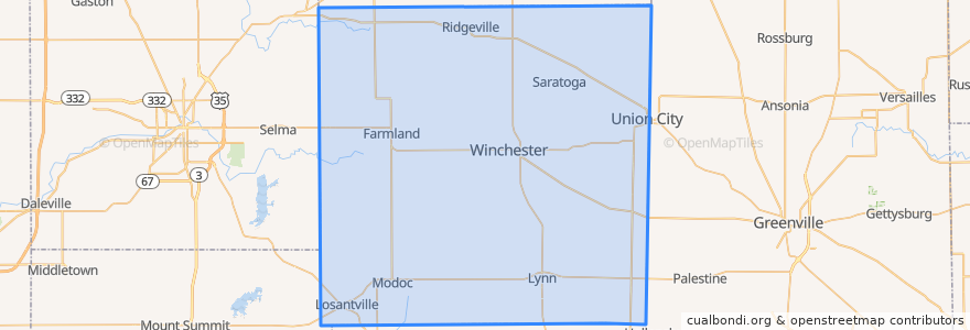 Mapa de ubicacion de Randolph County.