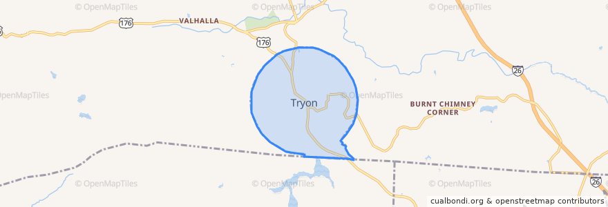 Mapa de ubicacion de Tryon.