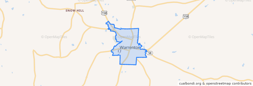 Mapa de ubicacion de Warrenton.