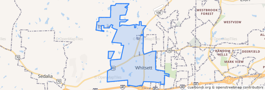 Mapa de ubicacion de Whitsett.