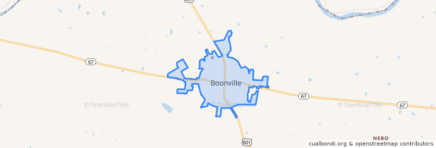 Mapa de ubicacion de Boonville.