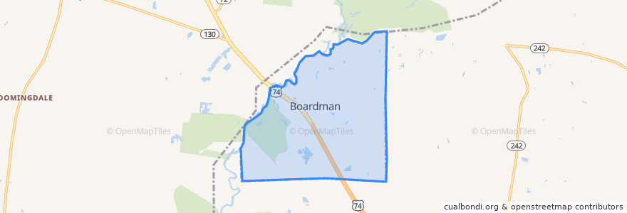 Mapa de ubicacion de Boardman.